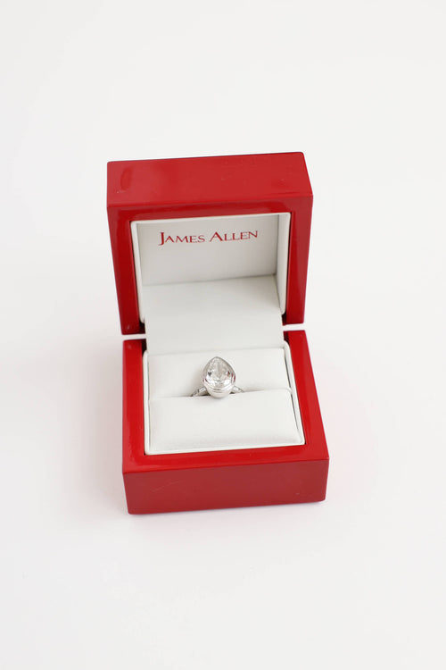 James Allen 14k White Gold Pear Diamond Bezel Ring
