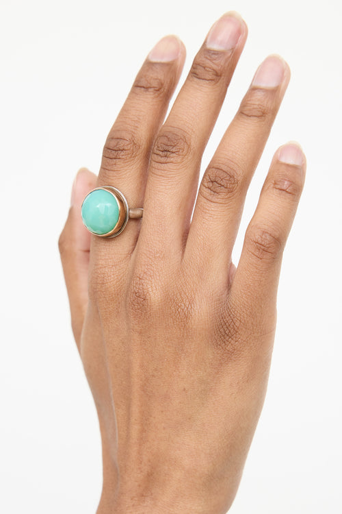 Jamie JosephSterling Silver 14K Yellow Gold Chrysoprase Ring