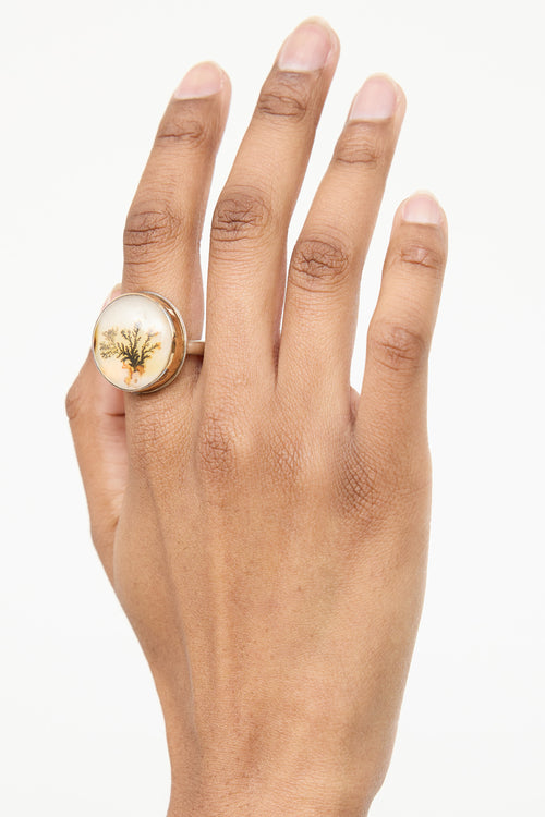 Jamie JosephSterling Silver 14K Yellow Gold Agate Ring