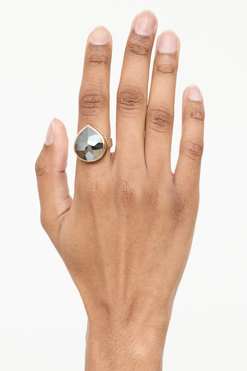 Jamie JosephSterling Silver 14K Yellow Gold Hematite Ring