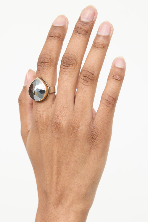 Jamie JosephSterling Silver 14K Yellow Gold Hematite Ring