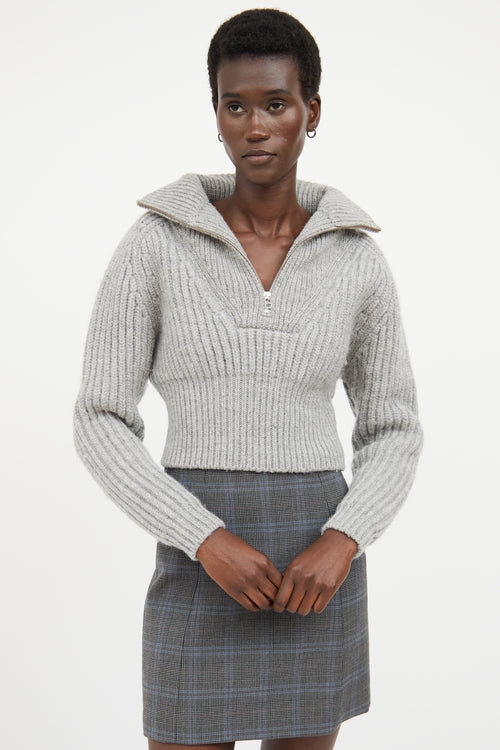 Jacquemus Grey Wool Knit Half Zip Sweater