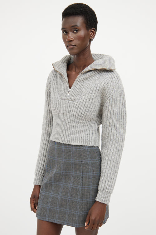 Jacquemus Grey Wool Knit Half Zip Sweater