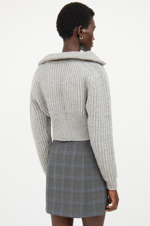 Jacquemus Grey Wool Knit Half Zip Sweater