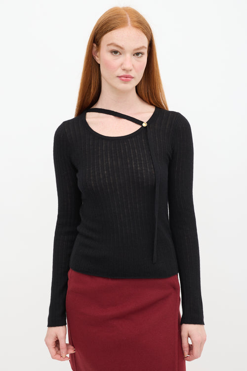 Jason Wu Black Cashmere Ribbed Sweater