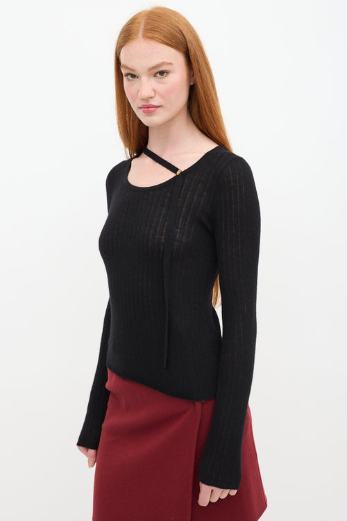 Jason Wu Black Cashmere Ribbed Sweater