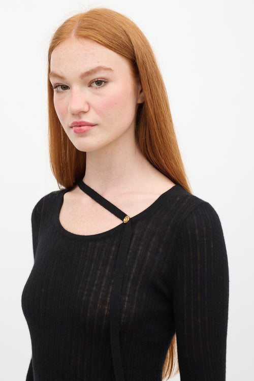 Jason Wu Black Cashmere Ribbed Sweater