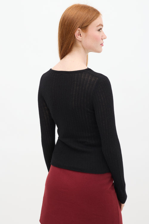 Jason Wu Black Cashmere Ribbed Sweater