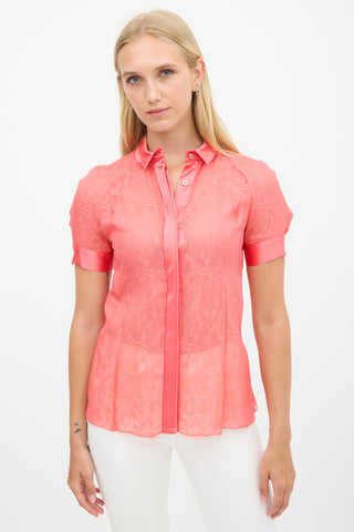 Jason Wu Pink Silk Mesh Sheer Shirt