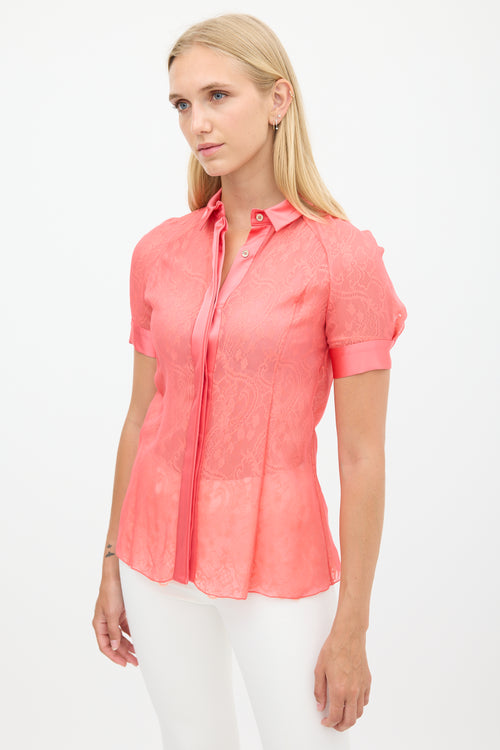 Jason Wu Pink Silk Mesh Sheer Shirt