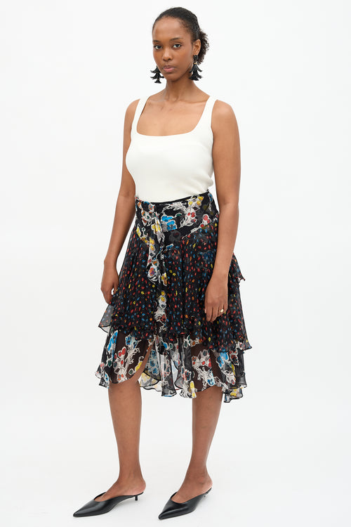 Jason Wu Silk Floral Ruffle Skirt