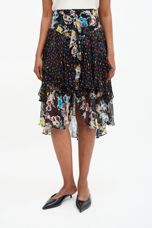 Jason Wu Silk Floral Ruffle Skirt