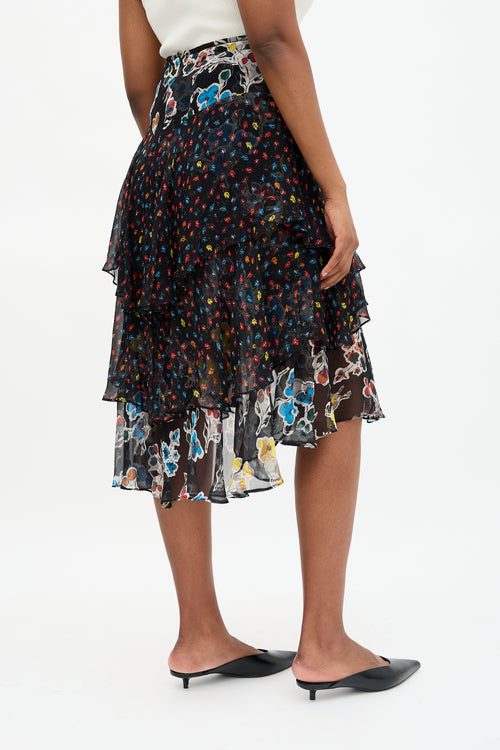 Jason Wu Silk Floral Ruffle Skirt