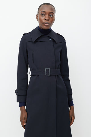 Jean Claude Navy Blue Belted Trench Coat
