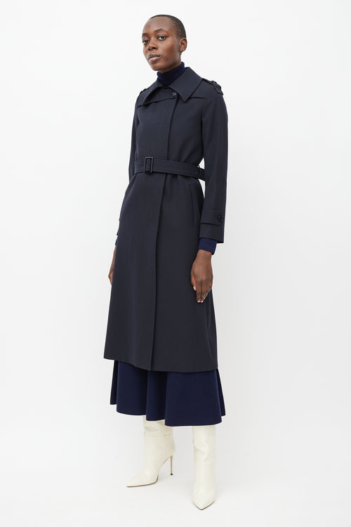 Jean Claude Navy Blue Belted Trench Coat
