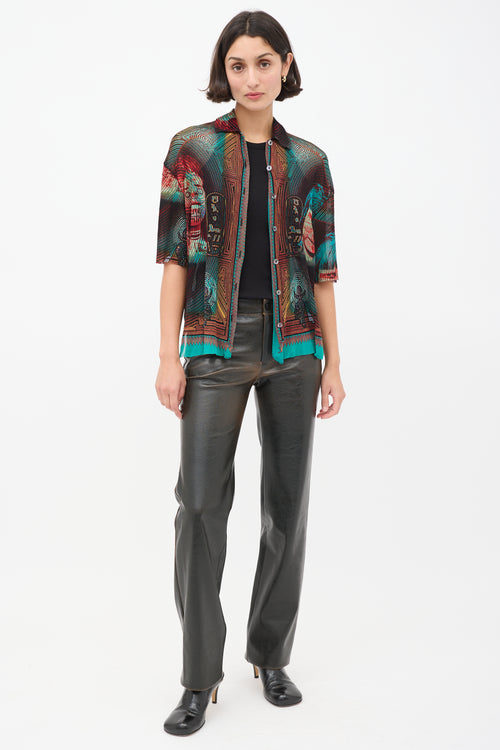 Jean Paul Gaultier 1990s Multicolour Mesh Currency Print Shirt