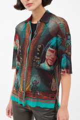 Jean Paul Gaultier 1990s Multicolour Mesh Currency Print Shirt
