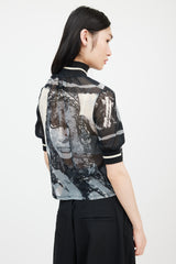 Jean Paul Gaultier Black & Cream Graphic Mesh Top