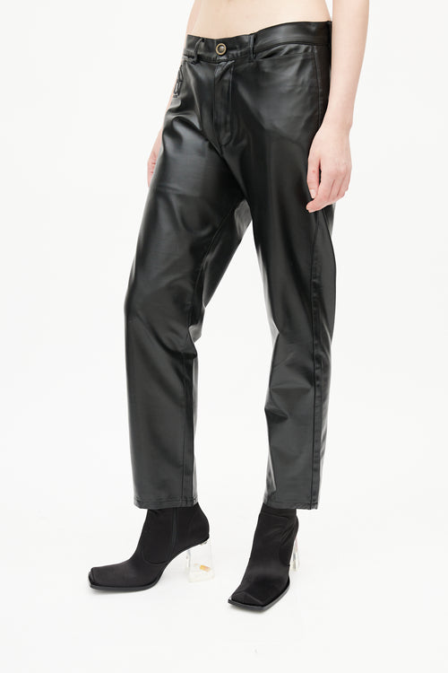 Jean Paul Gaultier Black Faux Leather Logo Trouser