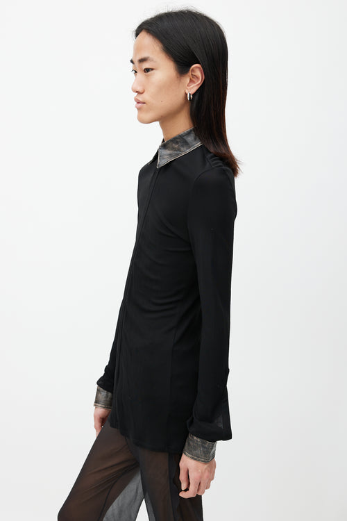 Jean Paul Gaultier Black Leather Collar Shirt