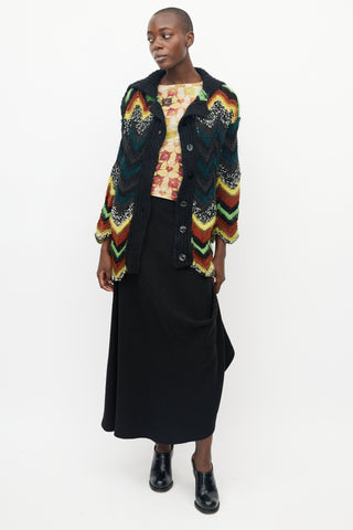 Jean Paul Gaultier Black & Multicolour Crochet Chevron Cardigan