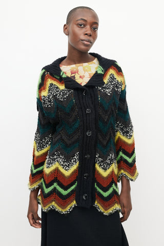 Jean Paul Gaultier Black & Multicolour Crochet Chevron Cardigan
