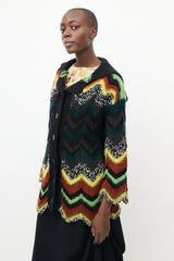 Jean Paul Gaultier Black & Multicolour Crochet Chevron Cardigan