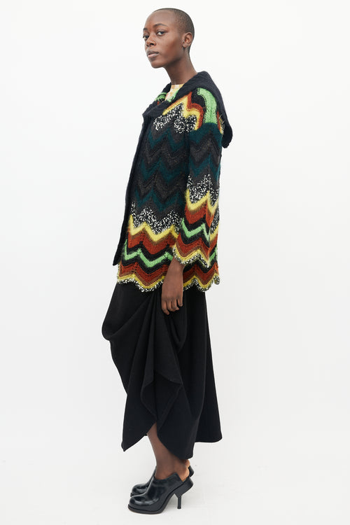 Jean Paul Gaultier Black & Multicolour Crochet Chevron Cardigan