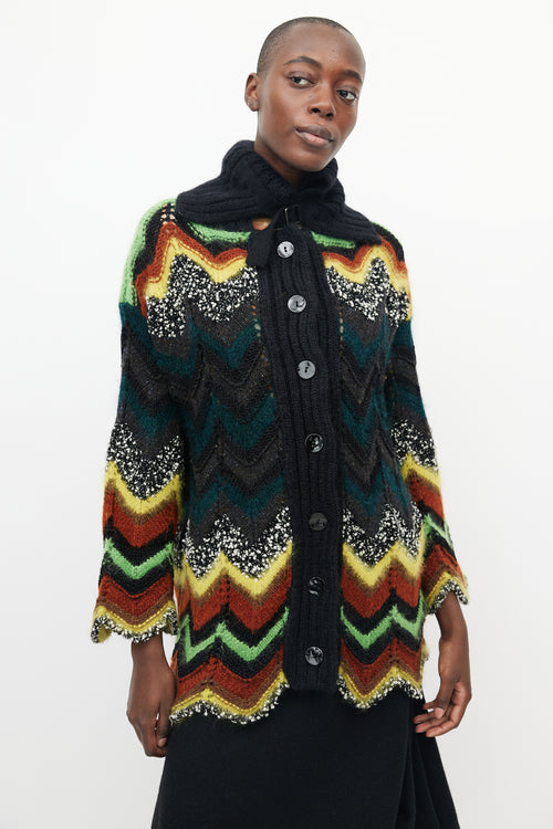 Jean Paul Gaultier Black & Multicolour Crochet Chevron Cardigan