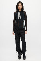 Jean Paul Gaultier Black & Multicolour Logo Mesh Top