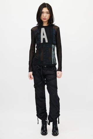Jean Paul Gaultier Black & Multicolour Logo Mesh Top