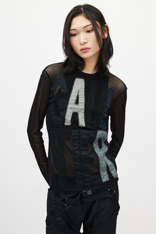 Jean Paul Gaultier Black & Multicolour Logo Mesh Top