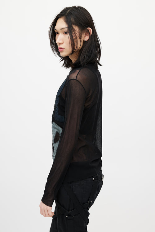 Jean Paul Gaultier Black & Multicolour Logo Mesh Top