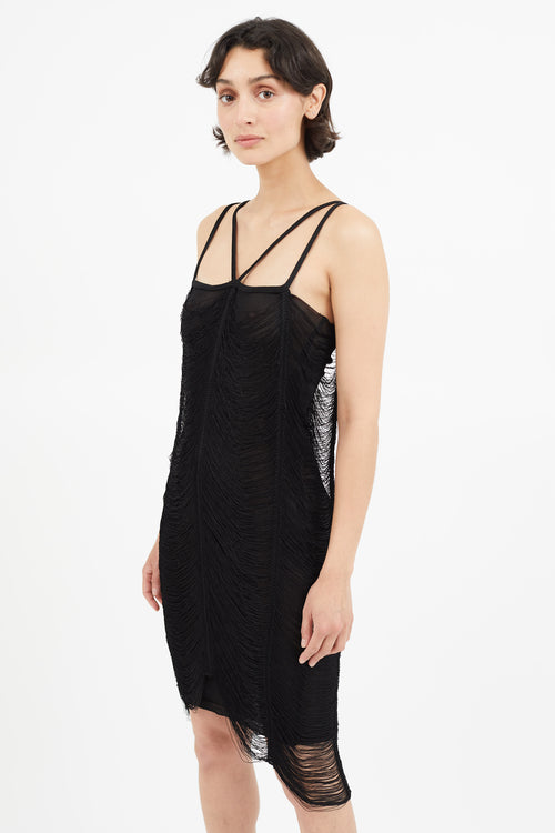 Jean Paul Gaultier Black Sheer Fringe Dress