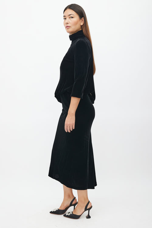 Jean Paul Gaultier Black Velvet Drape Backless Dress