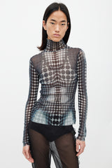 Jean Paul Gaultier Black & White Polka Dot Mesh Top