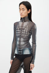 Jean Paul Gaultier Black & White Polka Dot Mesh Top