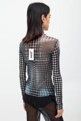 Jean Paul Gaultier Black & White Polka Dot Mesh Top