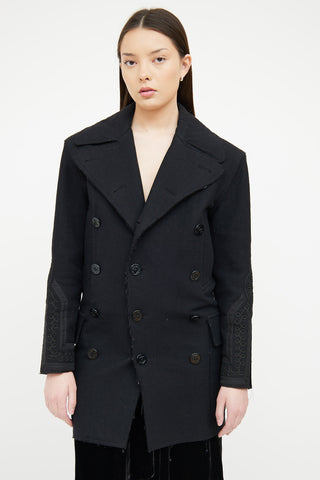 Jean Paul Gaultier Black Double Breasted Wool Pea Coat
