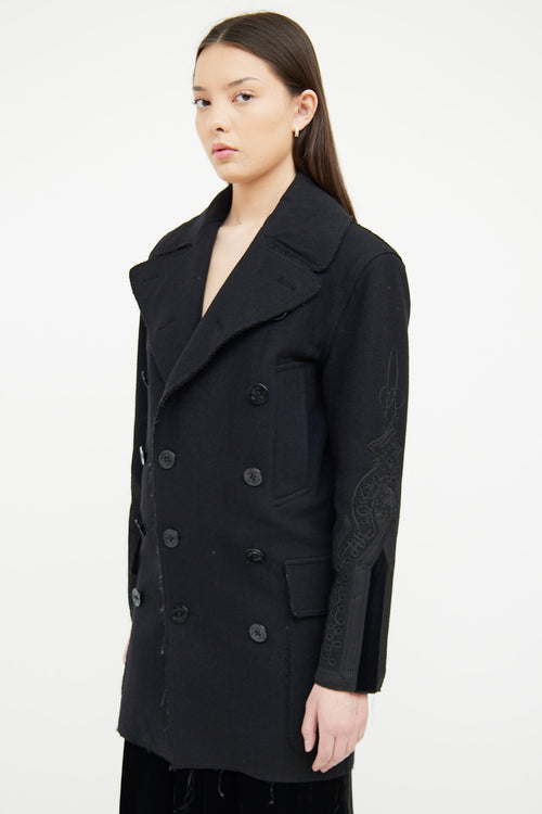 Jean Paul Gaultier Black Double Breasted Wool Pea Coat