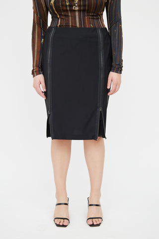 Jean Paul Gaultier Black Wool Zip Skirt