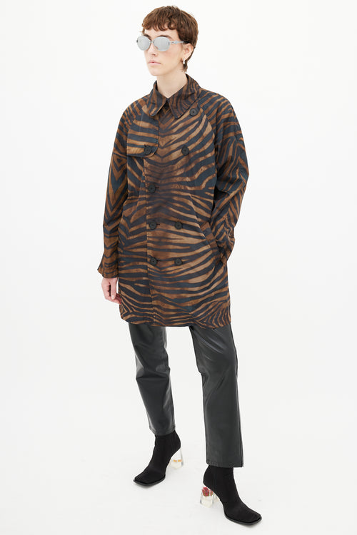 Jean Paul Gaultier Brown & Black Print Nylon Trench Coat