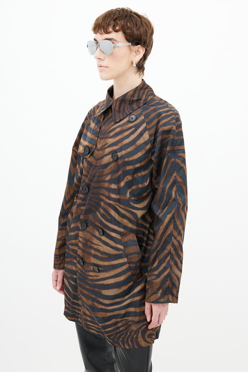 Jean Paul Gaultier Brown & Black Print Nylon Trench Coat