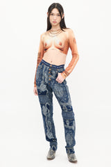 Jean Paul Gaultier Brown Nylon Chest Trompe L'Oeil Crop Top
