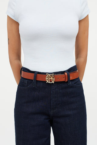 Jean Paul Gaultier Brown & Silver Leather Logo Belt