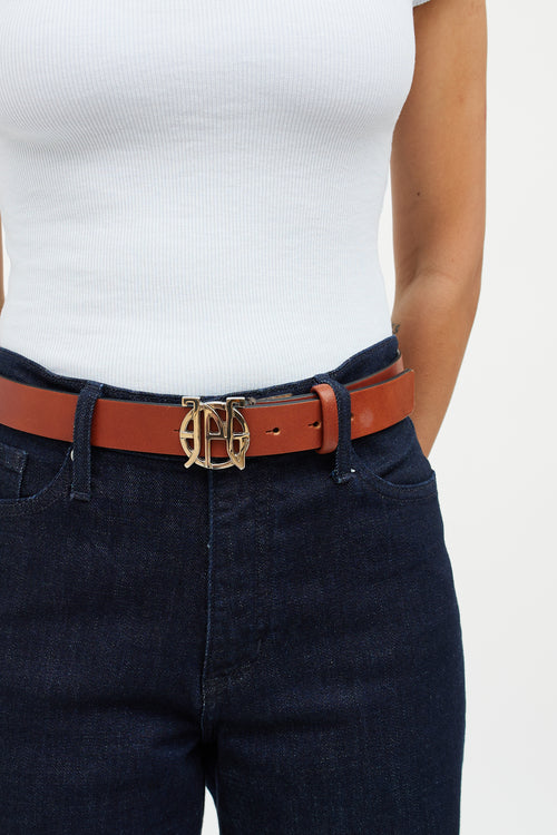 Jean Paul Gaultier Brown & Silver Leather Logo Belt