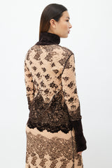 Jean Paul Gaultier Brown Velvet & Beige Mesh Dress