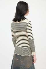 Jean Paul Gaultier Classique Beige & Black Striped Turtleneck Top