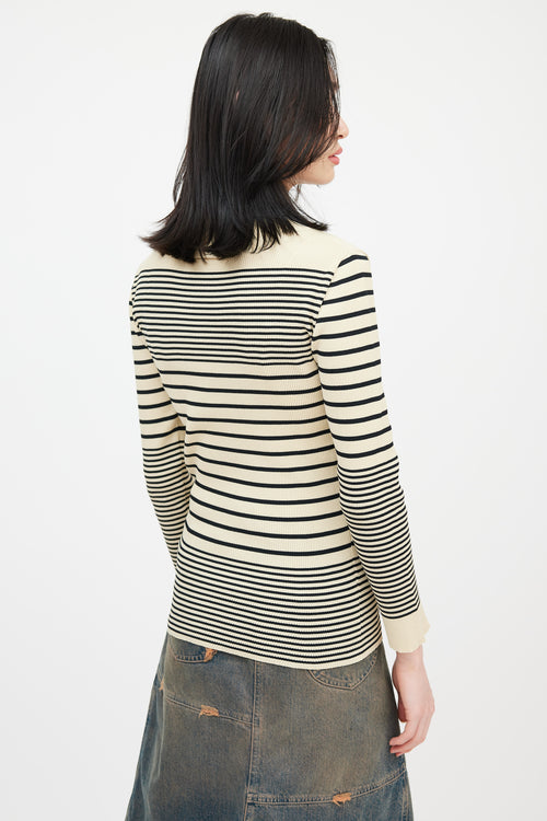 Jean Paul Gaultier Classique Beige & Black Striped Turtleneck Top