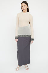 Jean Paul Gaultier Cream Sheer Mesh & Knit Hooded Top
